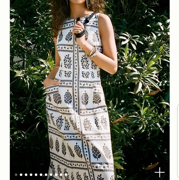 anthropologie woodblock midi dress
